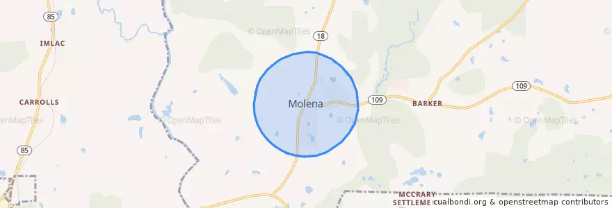 Mapa de ubicacion de Molena.