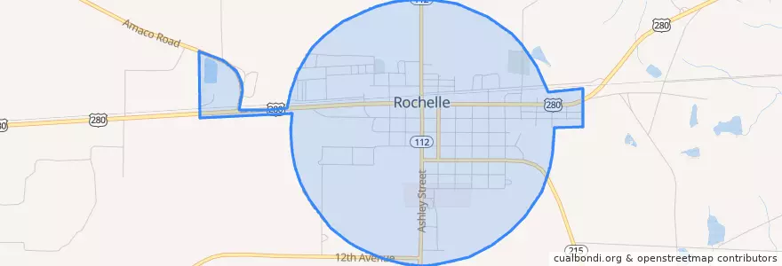Mapa de ubicacion de Rochelle.
