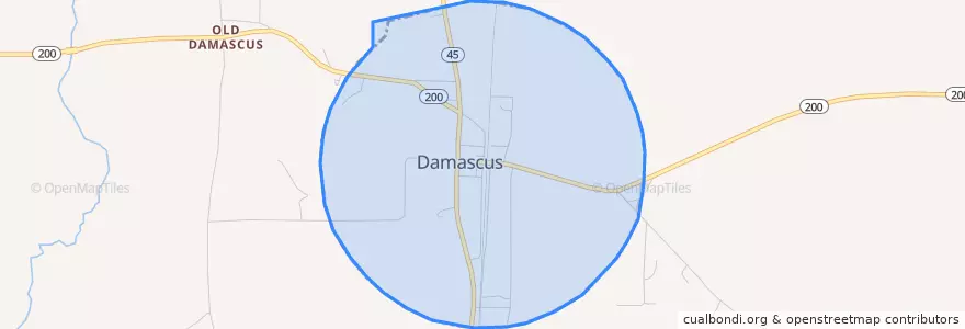 Mapa de ubicacion de Damascus.
