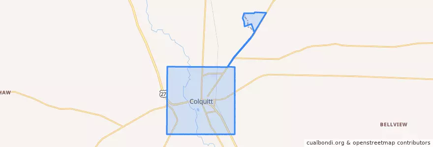 Mapa de ubicacion de Colquitt.