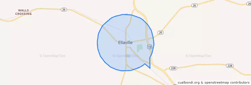 Mapa de ubicacion de Ellaville.