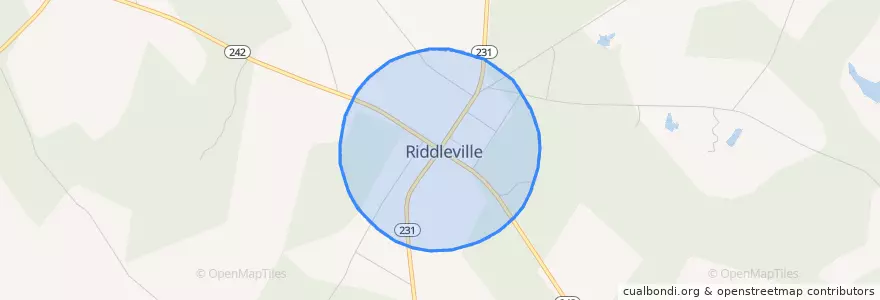 Mapa de ubicacion de Riddleville.