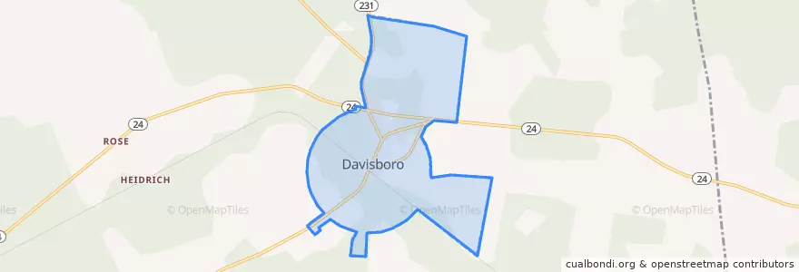 Mapa de ubicacion de Davisboro.