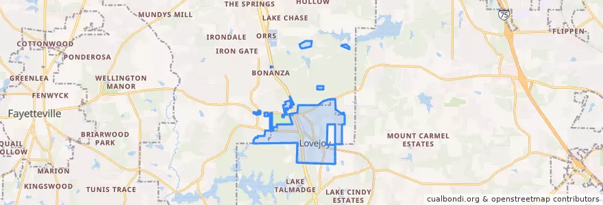 Mapa de ubicacion de Lovejoy.