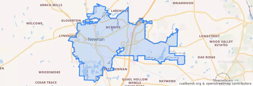 Mapa de ubicacion de Newnan.
