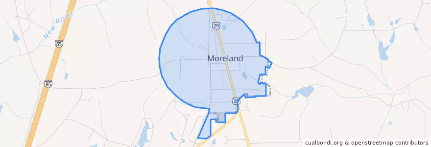 Mapa de ubicacion de Moreland.