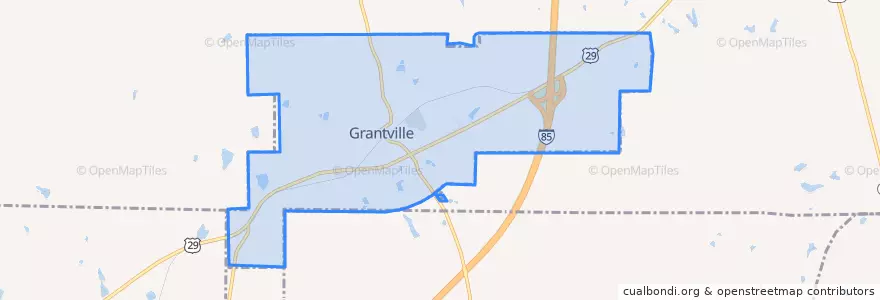Mapa de ubicacion de Grantville.