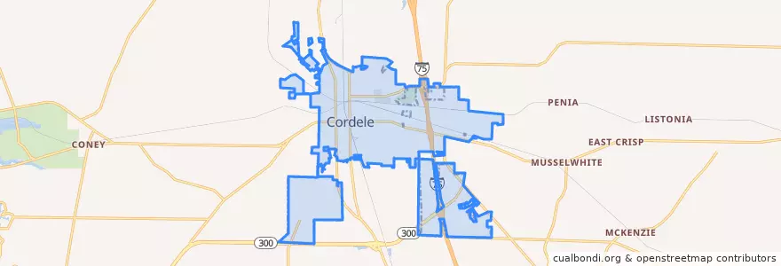Mapa de ubicacion de Cordele.