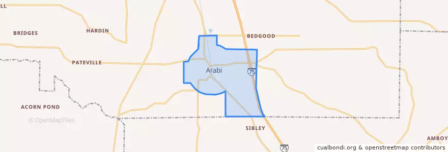 Mapa de ubicacion de Arabi.
