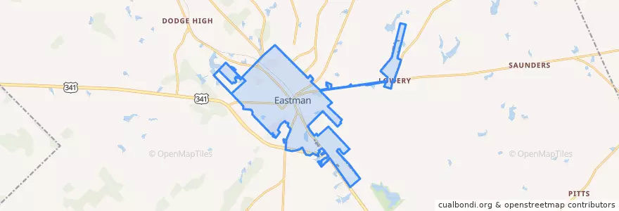 Mapa de ubicacion de Eastman.