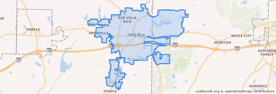 Mapa de ubicacion de Villa Rica.