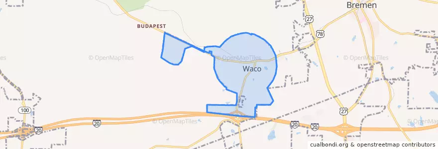 Mapa de ubicacion de Waco.