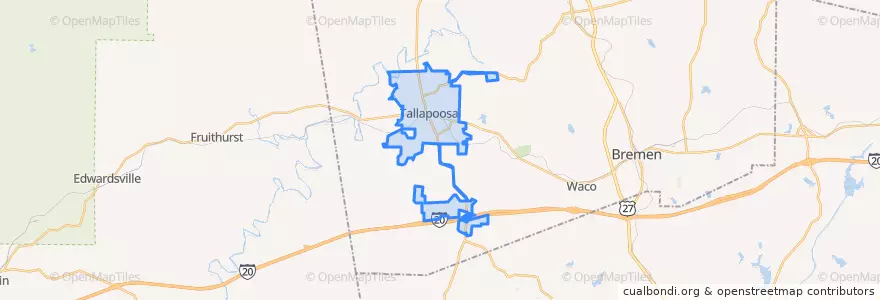 Mapa de ubicacion de Tallapoosa.