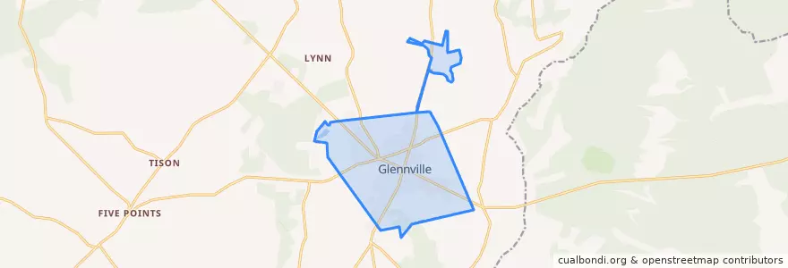 Mapa de ubicacion de Glennville.