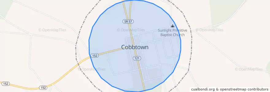 Mapa de ubicacion de Cobbtown.