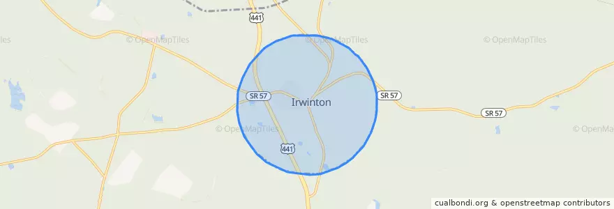 Mapa de ubicacion de Irwinton.