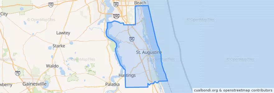 Mapa de ubicacion de شهرستان سنت جانز، فلوریدا.