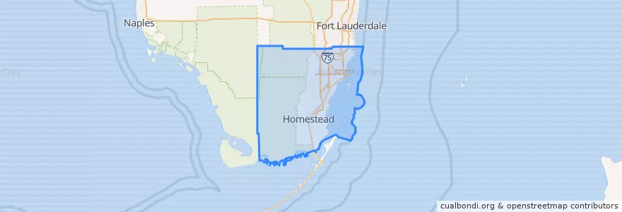 Mapa de ubicacion de Miami-Dade County.