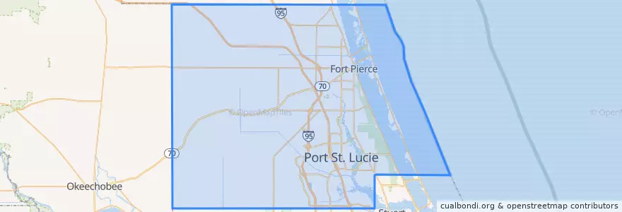 Mapa de ubicacion de St. Lucie County.
