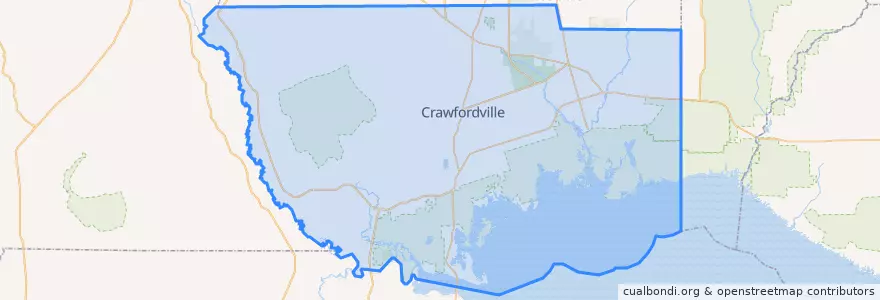 Mapa de ubicacion de Wakulla County.