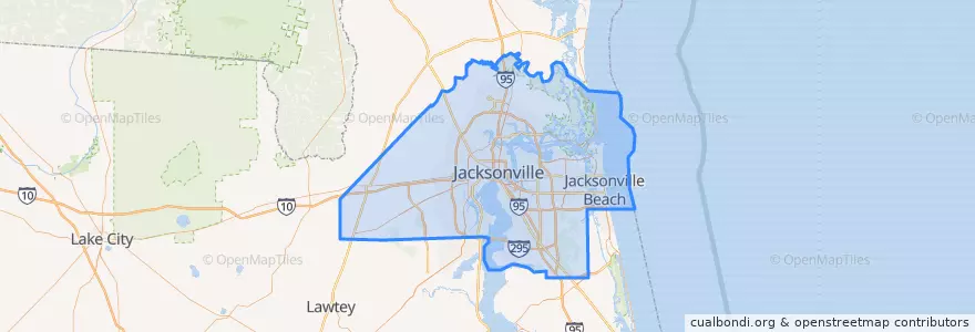Mapa de ubicacion de Duval County.