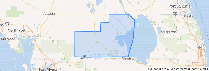Mapa de ubicacion de Glades County.