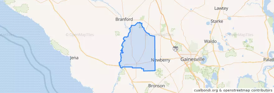 Mapa de ubicacion de Gilchrist County.