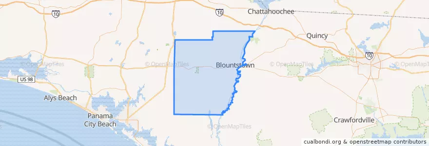 Mapa de ubicacion de Calhoun County.