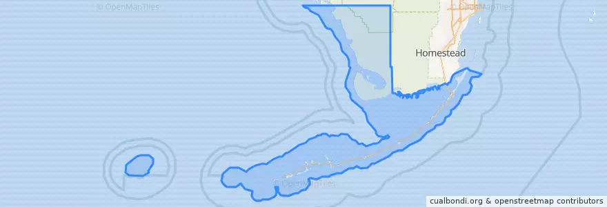 Mapa de ubicacion de Monroe County, Florida.