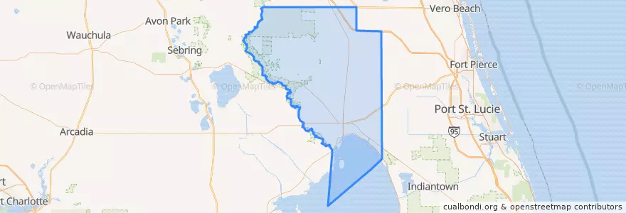 Mapa de ubicacion de Okeechobee County.