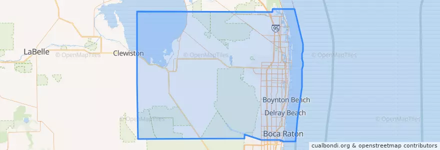 Mapa de ubicacion de Palm Beach County.