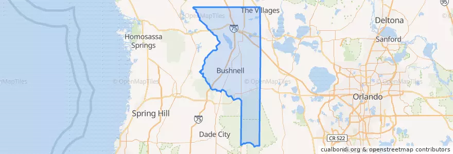 Mapa de ubicacion de Sumter County.