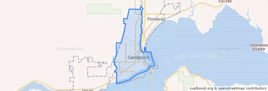 Mapa de ubicacion de Sandpoint.