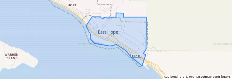 Mapa de ubicacion de East Hope.