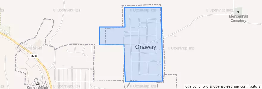Mapa de ubicacion de Onaway.