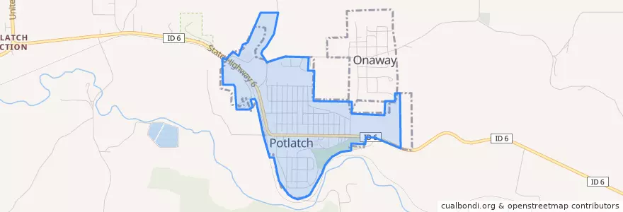 Mapa de ubicacion de Potlatch.