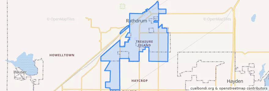 Mapa de ubicacion de Rathdrum.