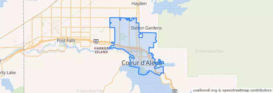 Mapa de ubicacion de Coeur d'Alene.