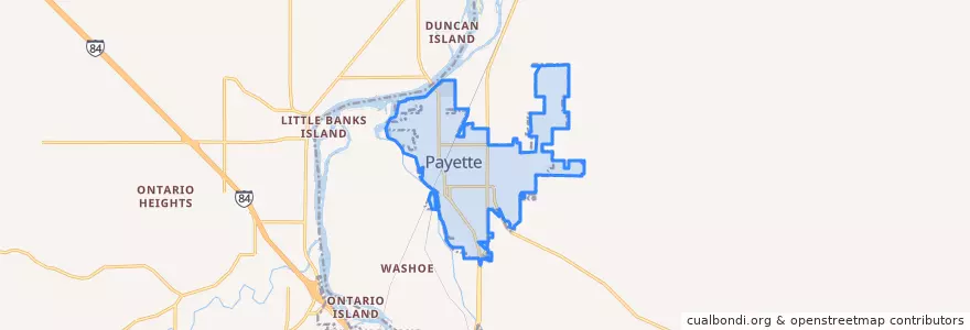 Mapa de ubicacion de Payette.