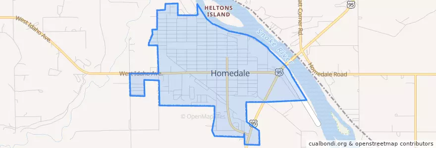 Mapa de ubicacion de Homedale.