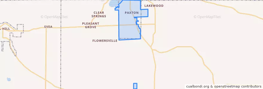 Mapa de ubicacion de Paxton.