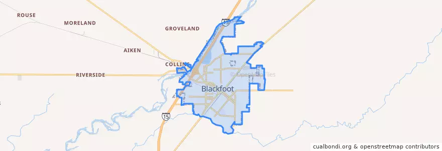 Mapa de ubicacion de Blackfoot.