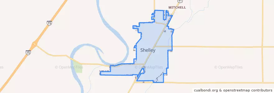 Mapa de ubicacion de Shelley.