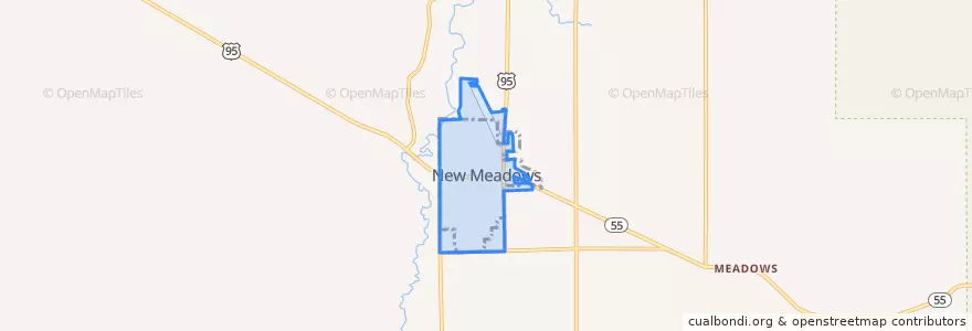 Mapa de ubicacion de New Meadows.