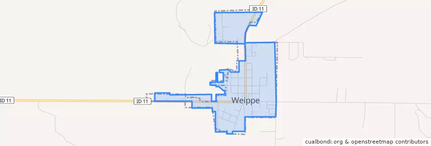 Mapa de ubicacion de Weippe.
