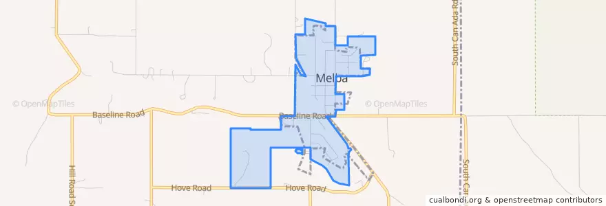 Mapa de ubicacion de Melba.