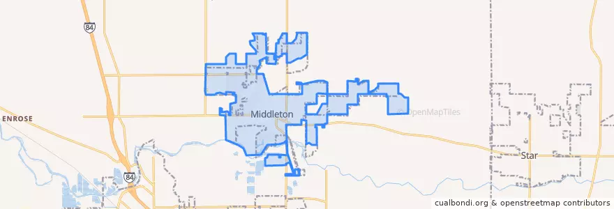 Mapa de ubicacion de Middleton.