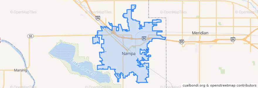 Mapa de ubicacion de Nampa.