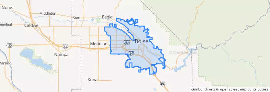 Mapa de ubicacion de Boise.