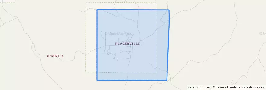 Mapa de ubicacion de Placerville.